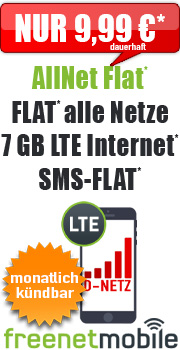 freeFlat 7 GB LTE 9.99 monatlich kündbar mit Vodafone freeFlat 7 GB ohne Laufzeit Vertrag! bestellen