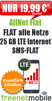 freeFlat 25 GB LTE 19.99 monatlich kündbar mit Vodafone freeFlat 25 GB ohne Laufzeit Vertrag! bestellen
