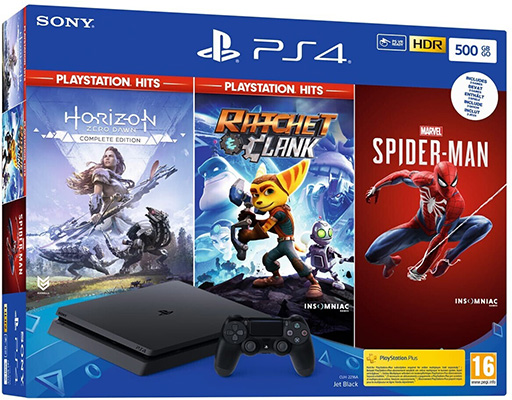 Sony PlayStation 4 Spiderman, Horizon Zero Dawn, Ratchet and Clank